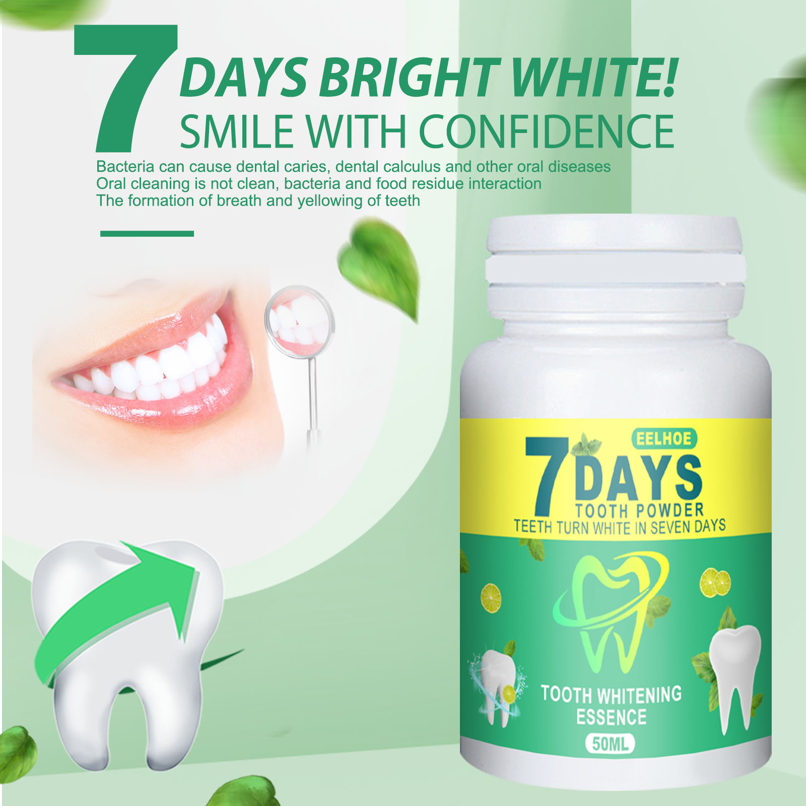 5 일 화이트닝 치아 파우더 노란색 얼룩 제거 치과 표 - Teeth Whitening Co 리뷰 및 가격
